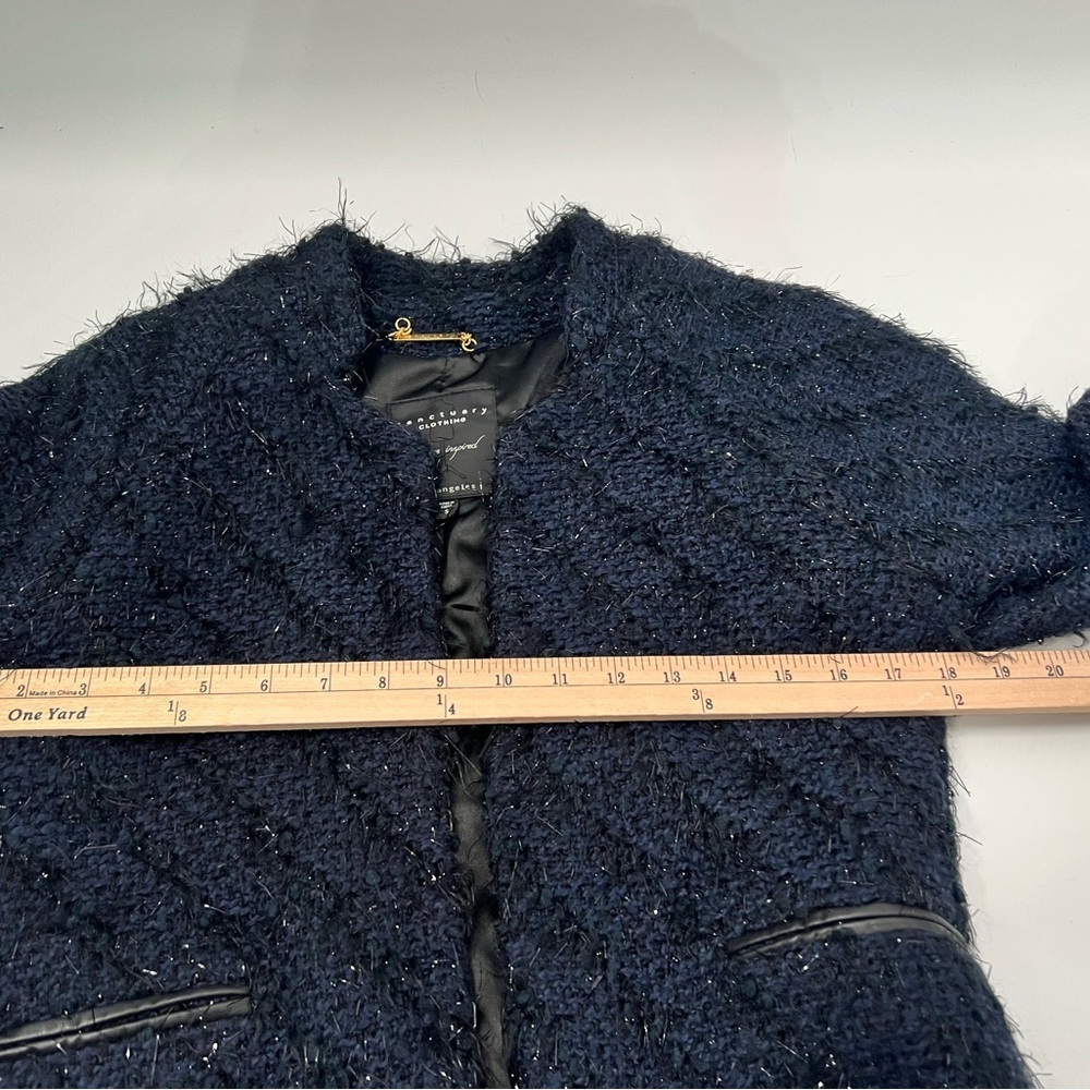 Sanctuary Clothing Los Angeles Midnight Blue & Black Boucle Jacket Small - Picture 5 of 10